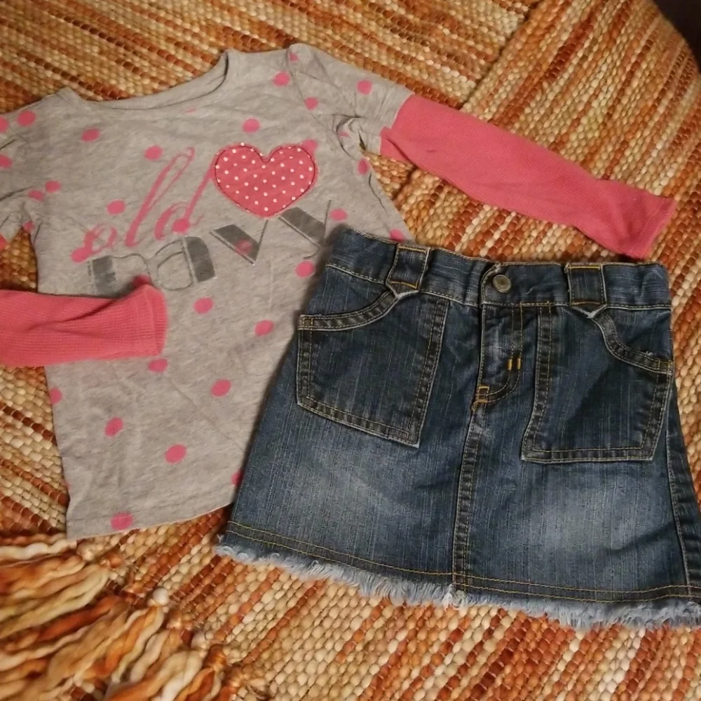 Girls 3t OLD‎ NAVY SHIRT SKIRT OUTFIT SET BUNDLE